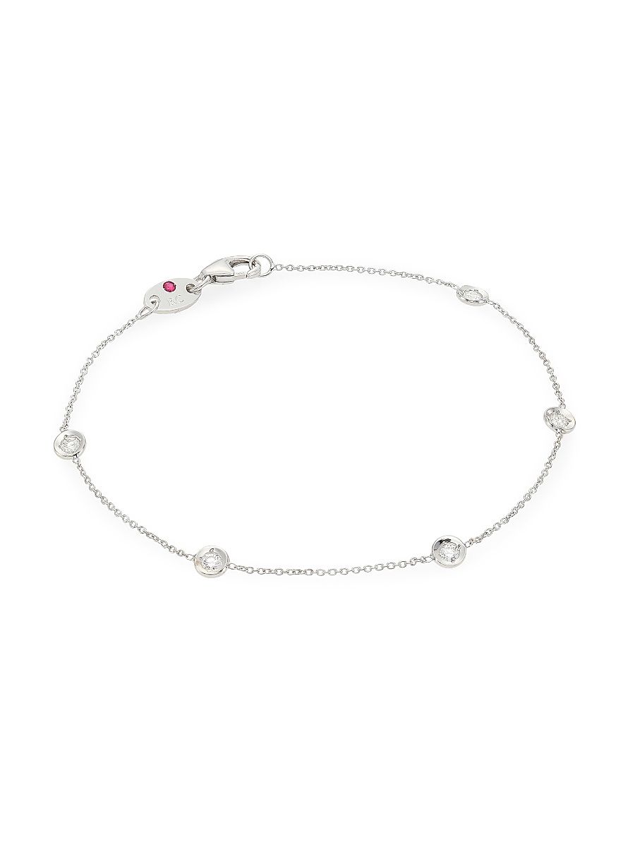 Women's Tiny Treasures 18K White Gold & Diamond Bezel Station Bracelet - White Gold - Size 7