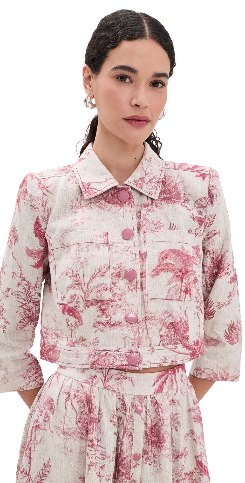 L'AGENCE Eda 3/4 Sleeve Crop Jacket Tan Multi Textured Jungle Toil XXL