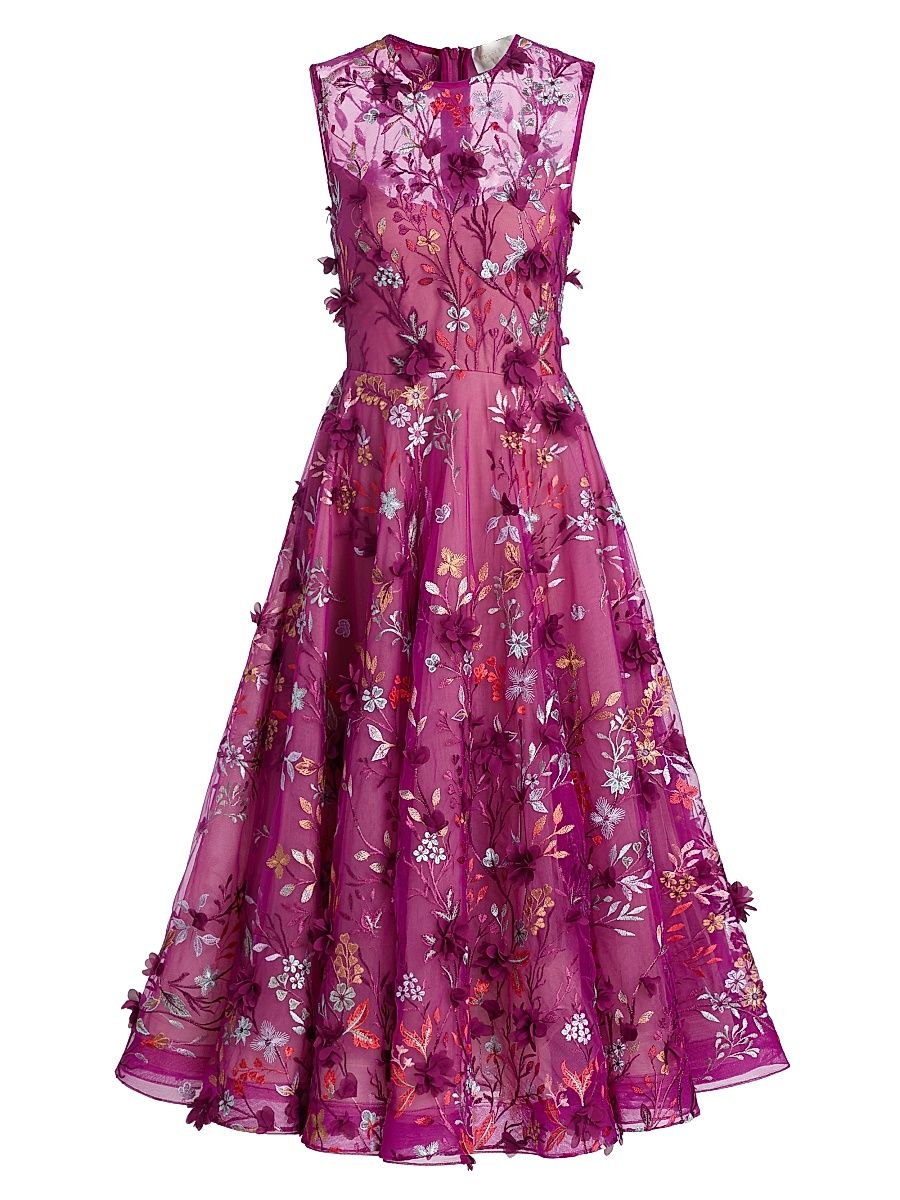 Women's Saba Floral-Embroidered Maxi Dress - Burgundy - Size Medium