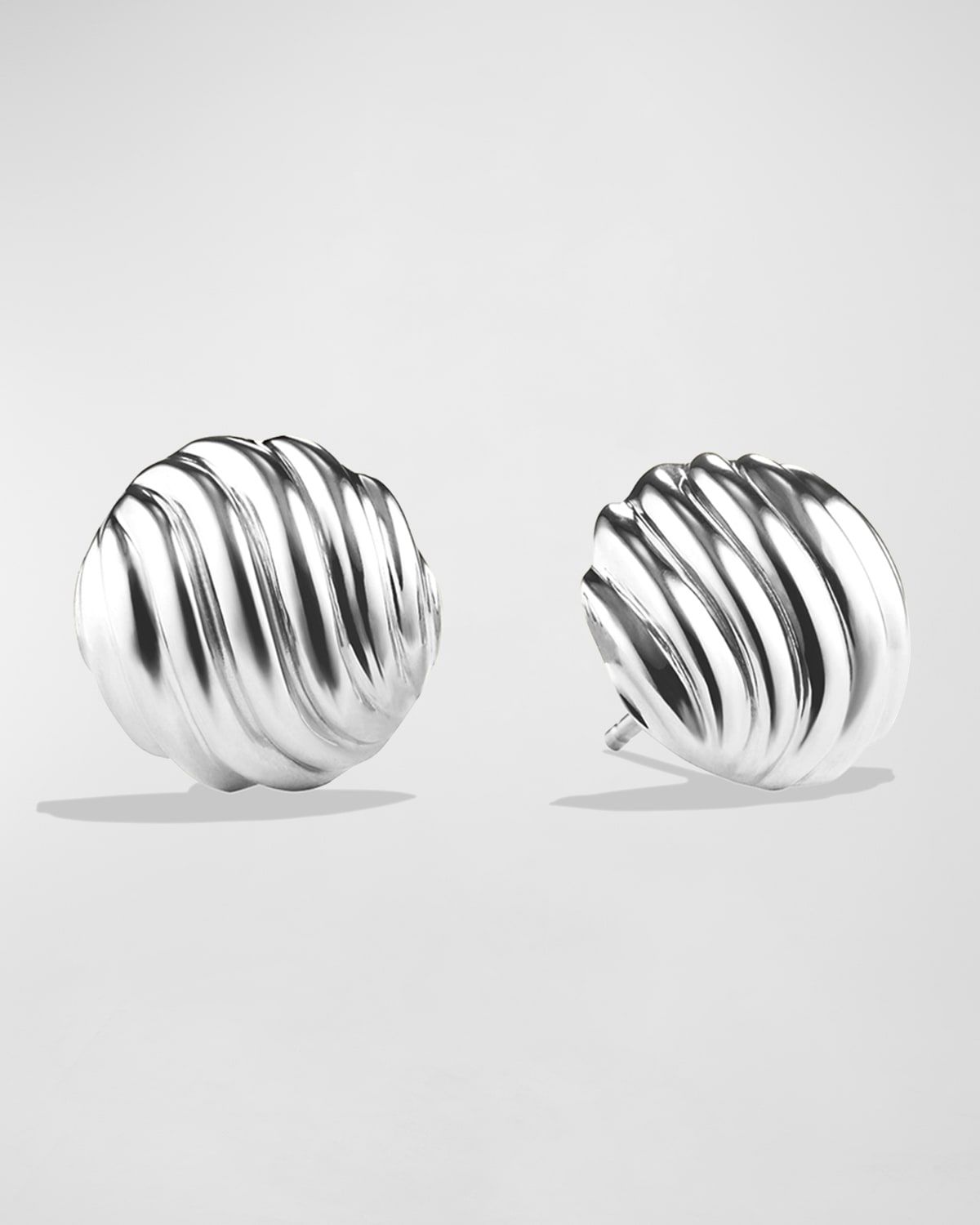 Sculpted Cable Stud Earrings in Silver, 14mm