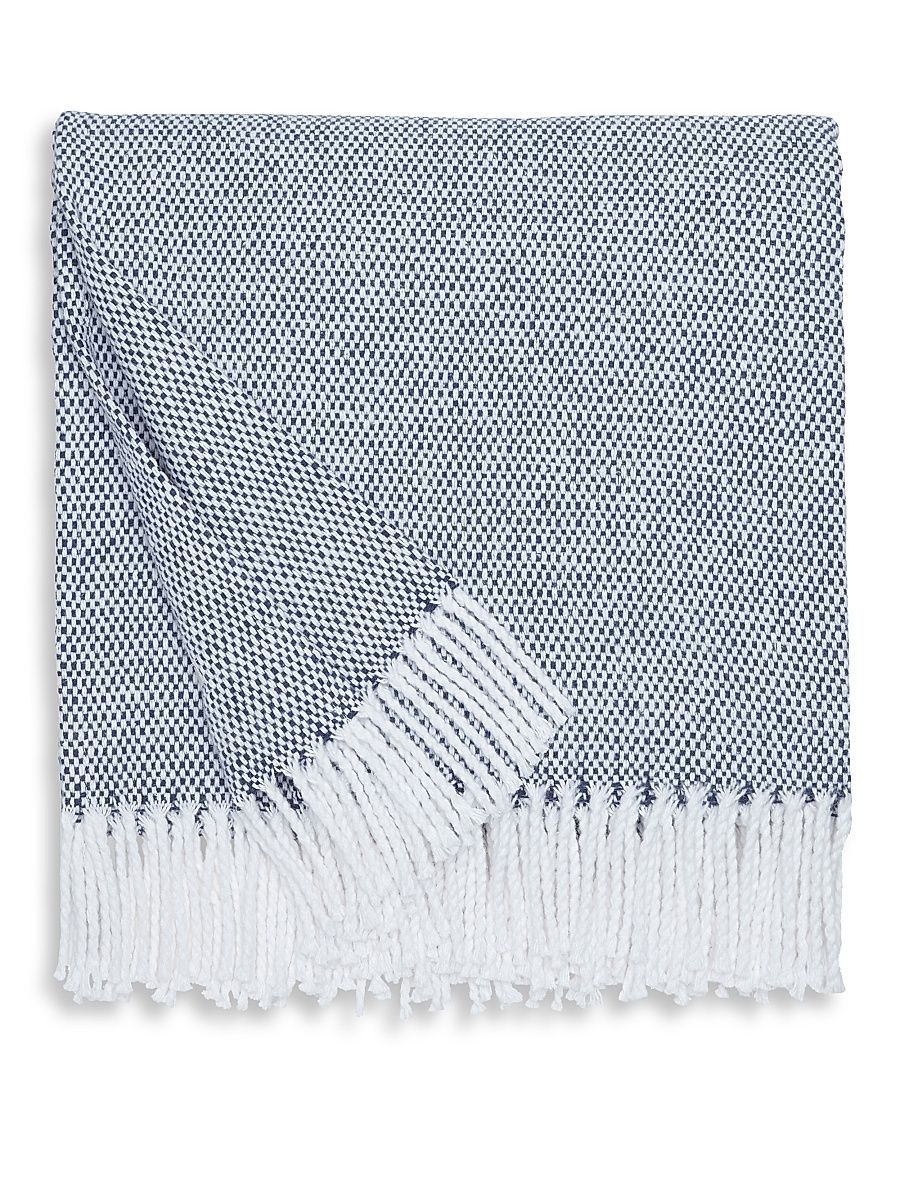 Terzo Fringed Cotton Throw - Silver
