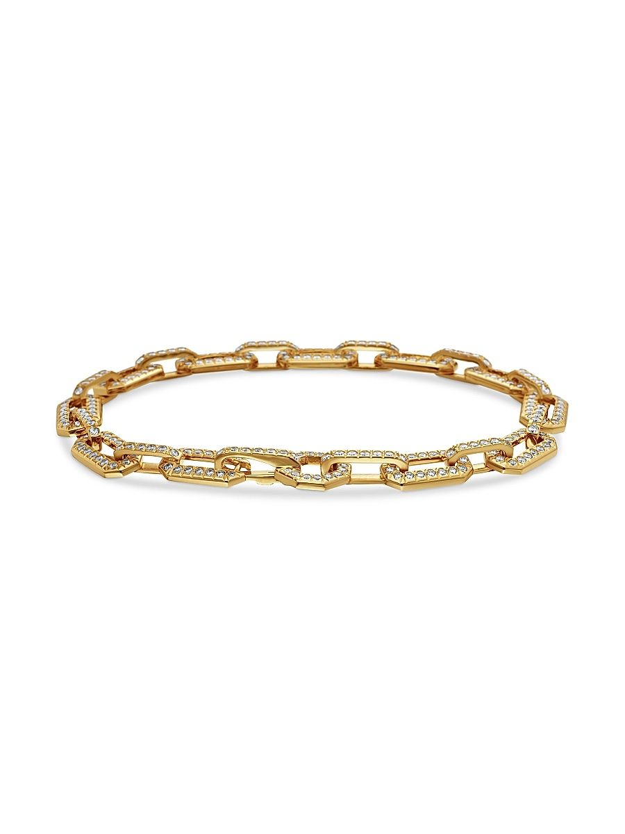 Women's Pavé Chain Bracelet in 18K Yellow Gold - Diamond - Size Small