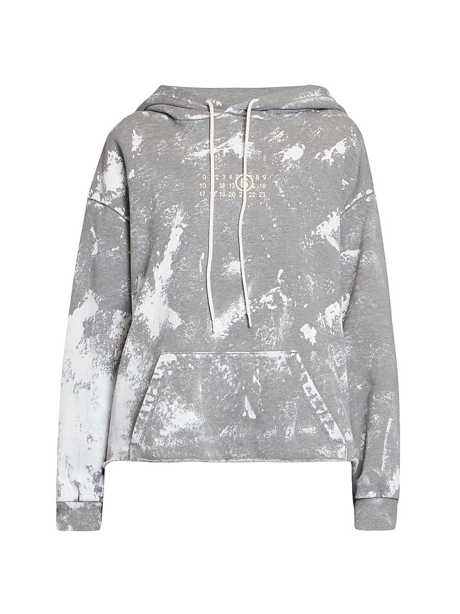 Women's Bleached Cotton Logo Hoodie - Grey Melange - Size XS