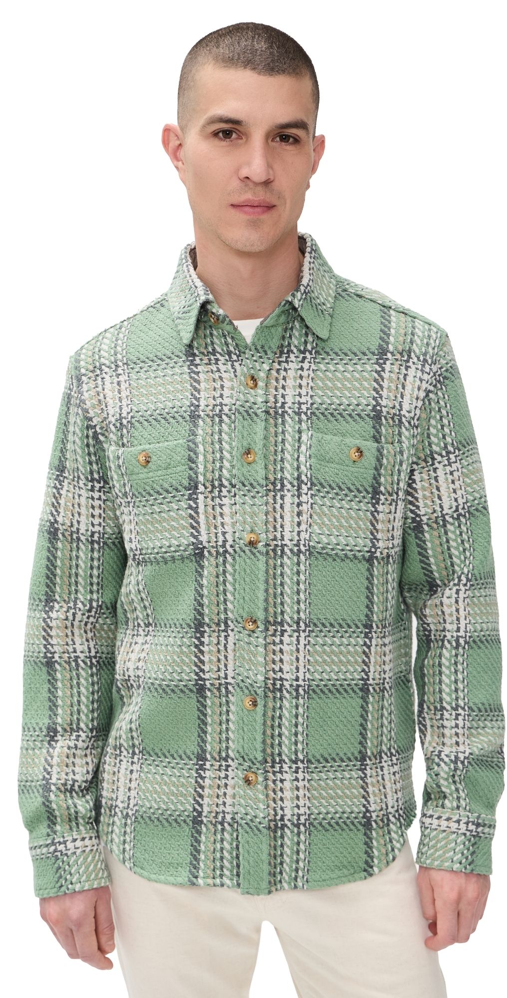 Taylor Stitch The Cutter Overshirt Sage Plaid 42