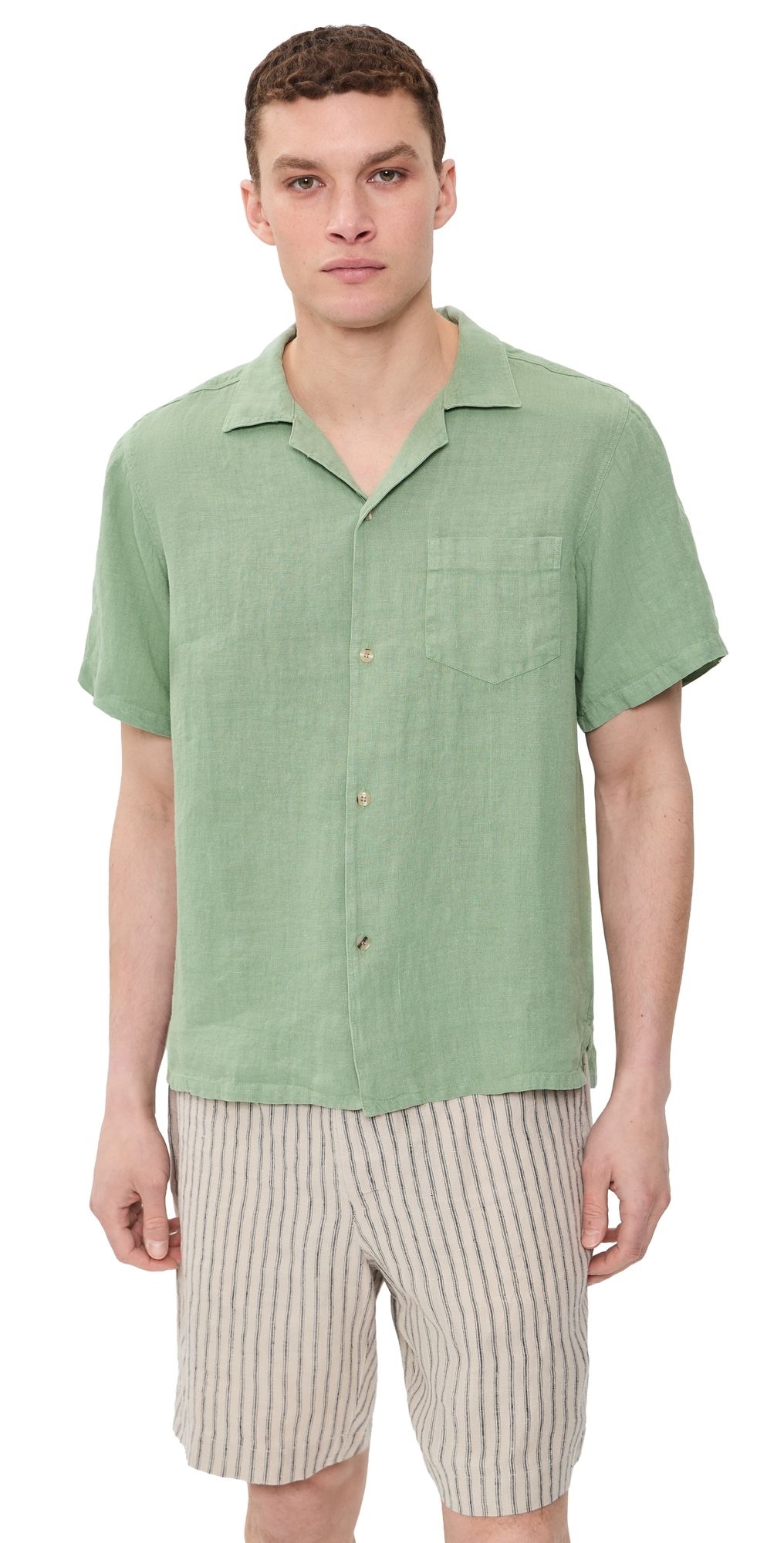 Bather Linen Camp Shirt Sage L