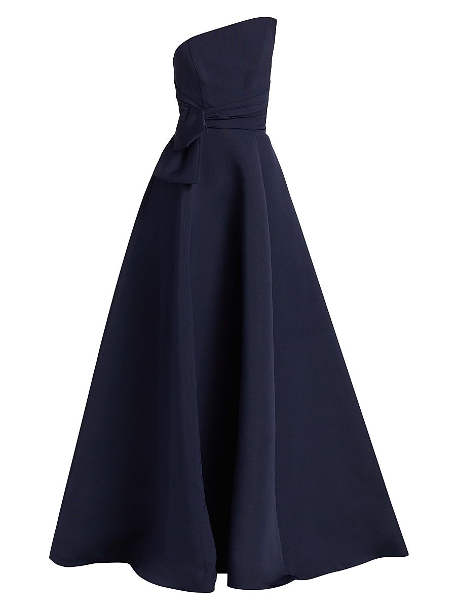 Women's Asymmetrical Strapless Gown - Navy - Size 10