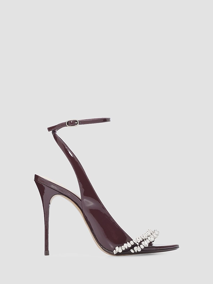 Women's Nicole 100MM Embellished Patent Leather Stiletto Sandals - Cherry Lacquer - Size 11