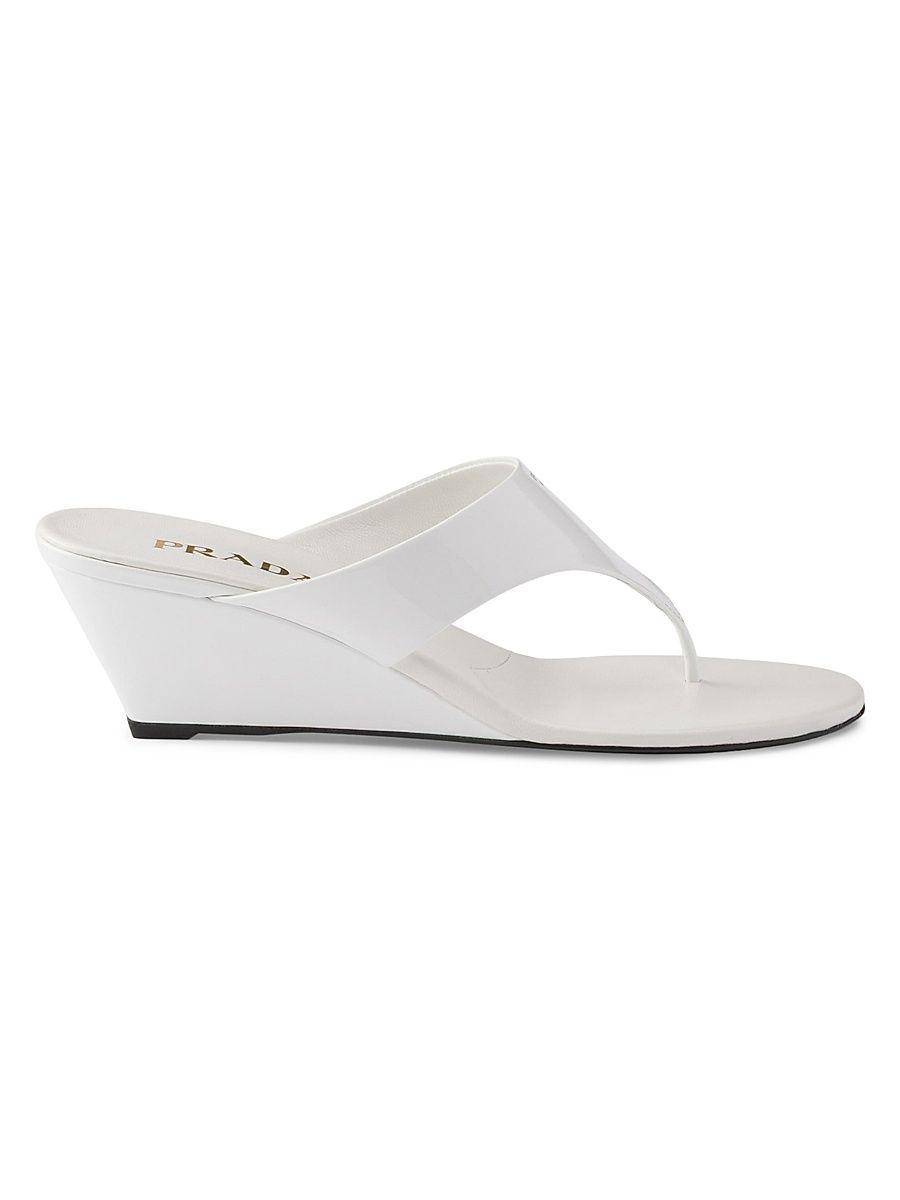 Women's Patent Leather Thong Sandals - White - Size 5.5