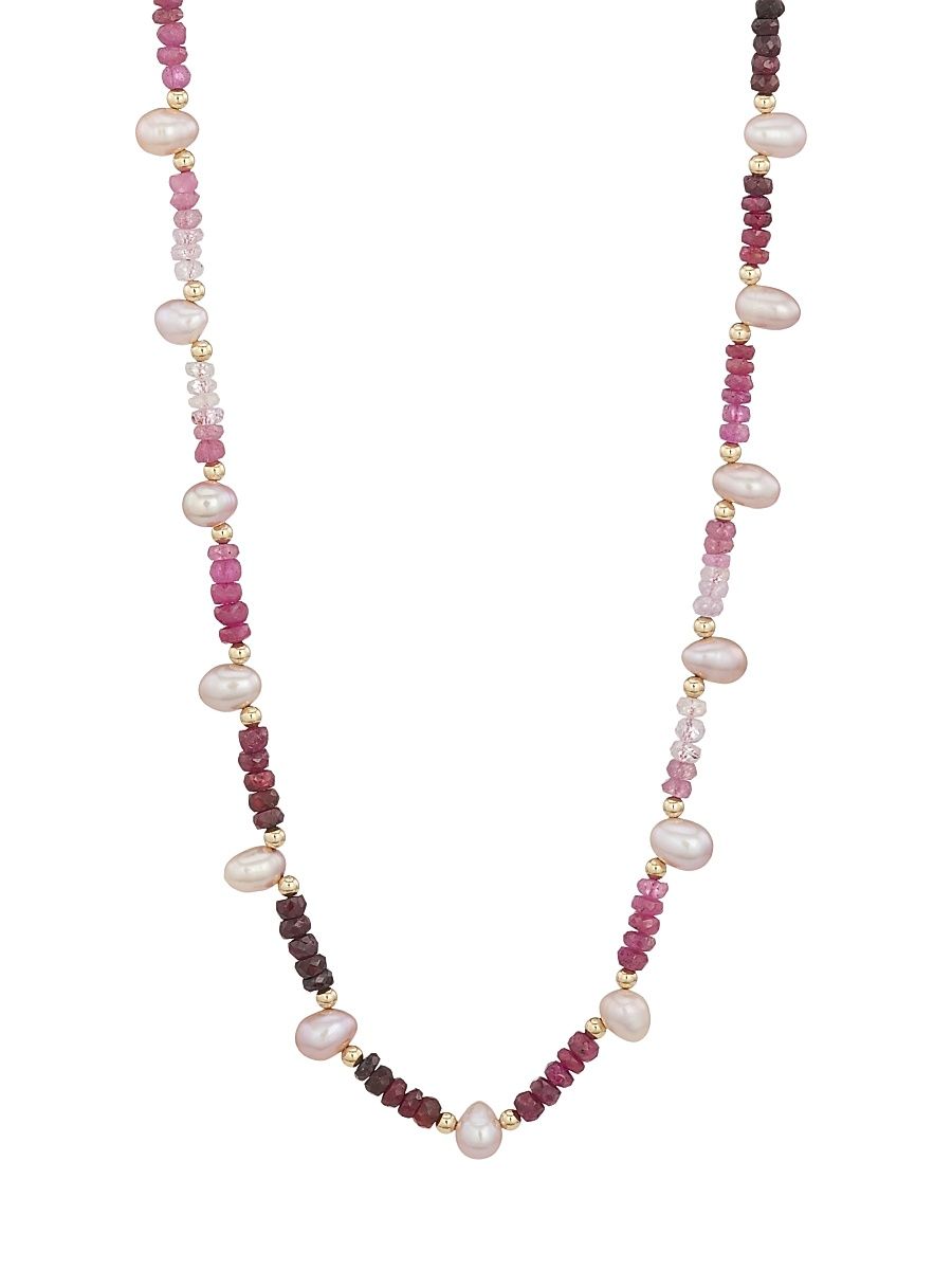Women's Arizona 14K Gold, Pearl & Ombré Ruby Necklace - Ruby