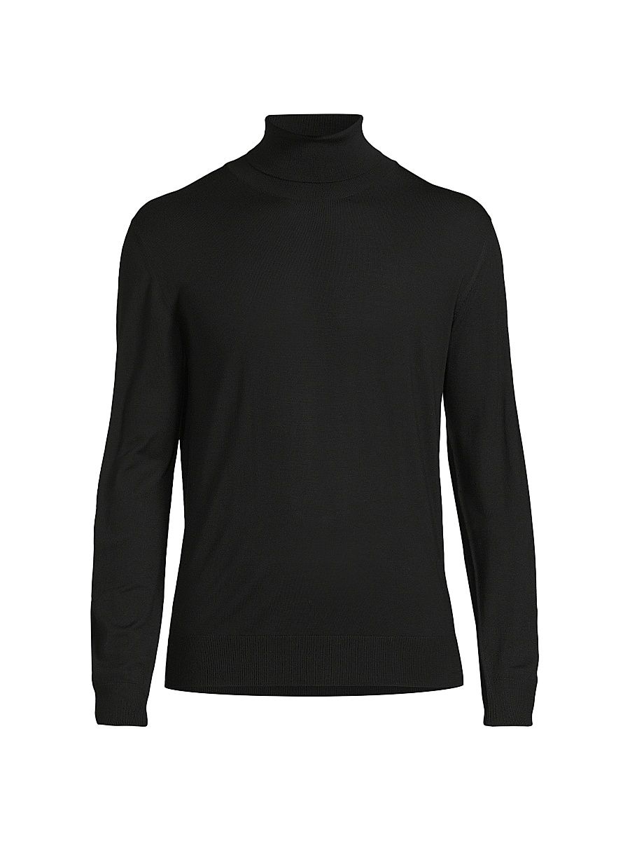 Men's Wool Turtleneck Sweater - Black - Size 46