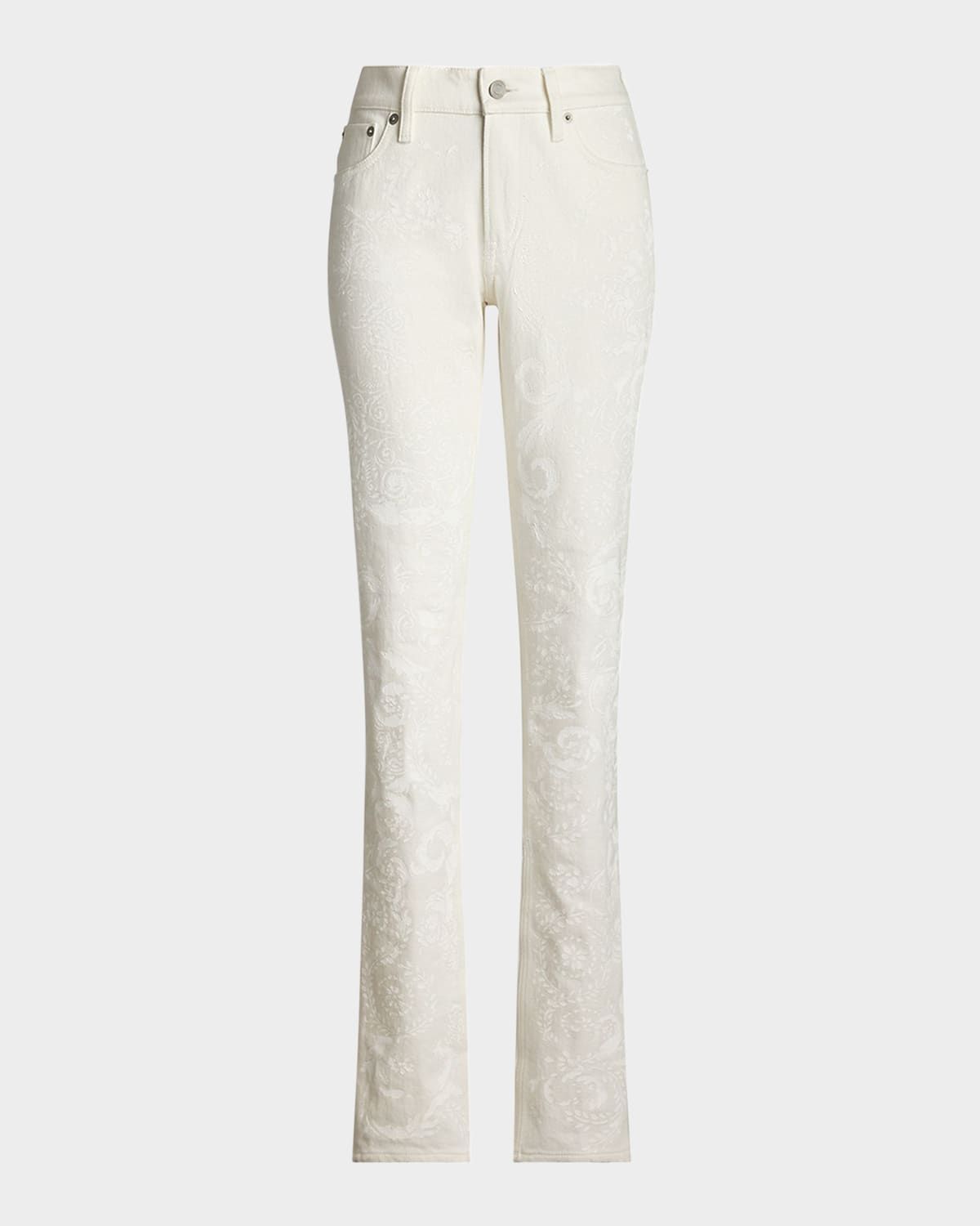 Barrett Floral Painted Slim-Leg Jeans