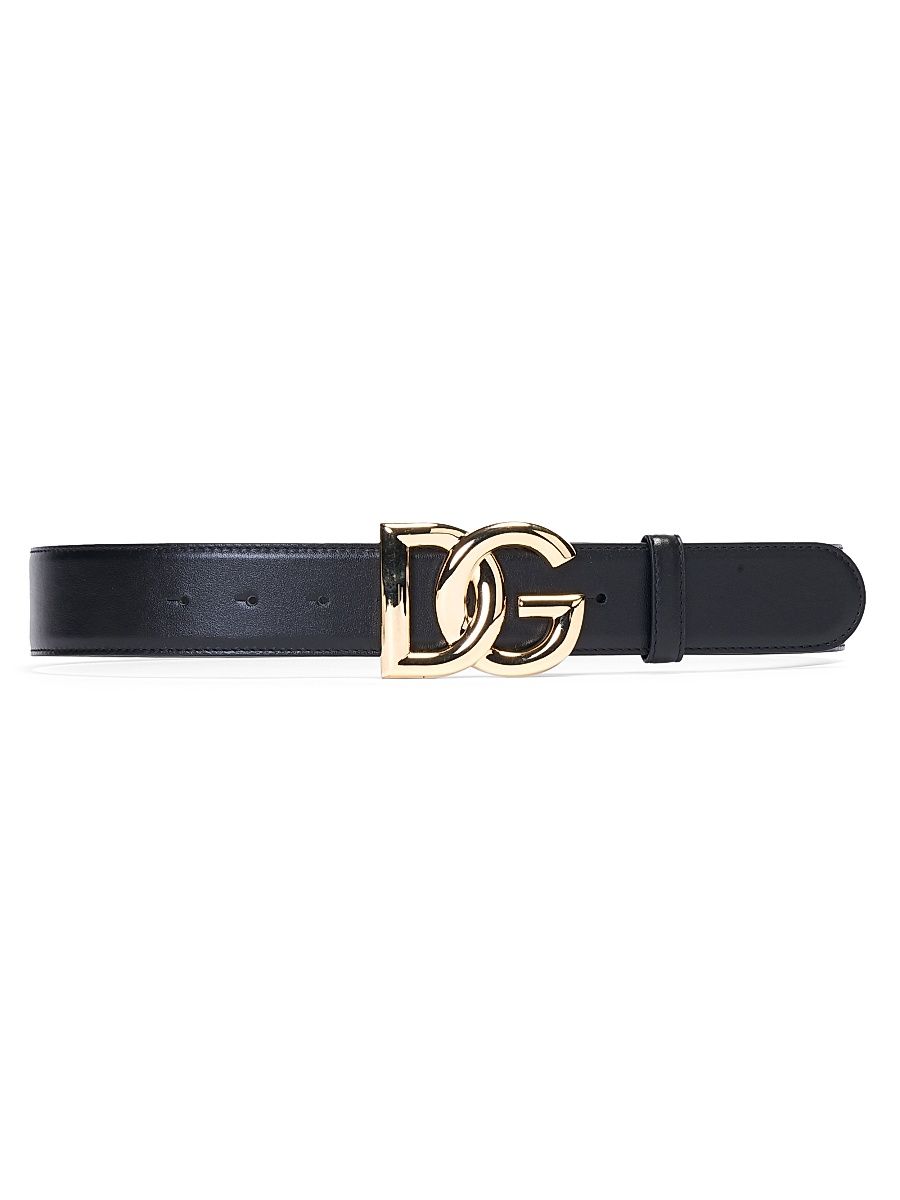 Women's Crossed Logo Leather Belt - Nero - Size Small