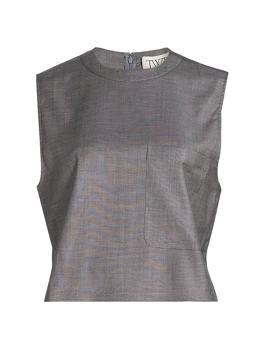 Women's Cropped Muscle Tank Top - Medium Heather Grey - Size Large