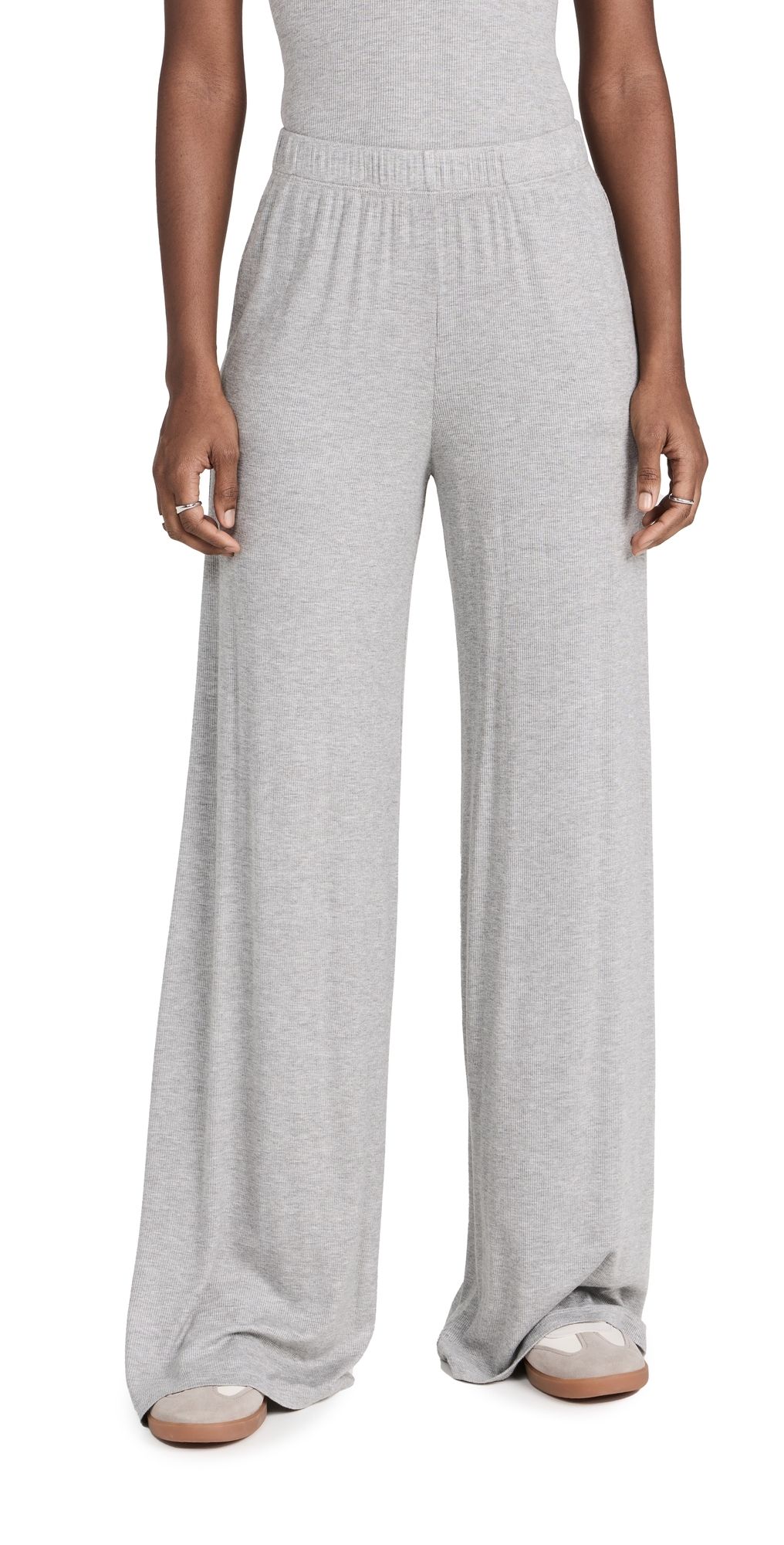 SPRWMN Rib Wide Leg Pants Heather Grey L