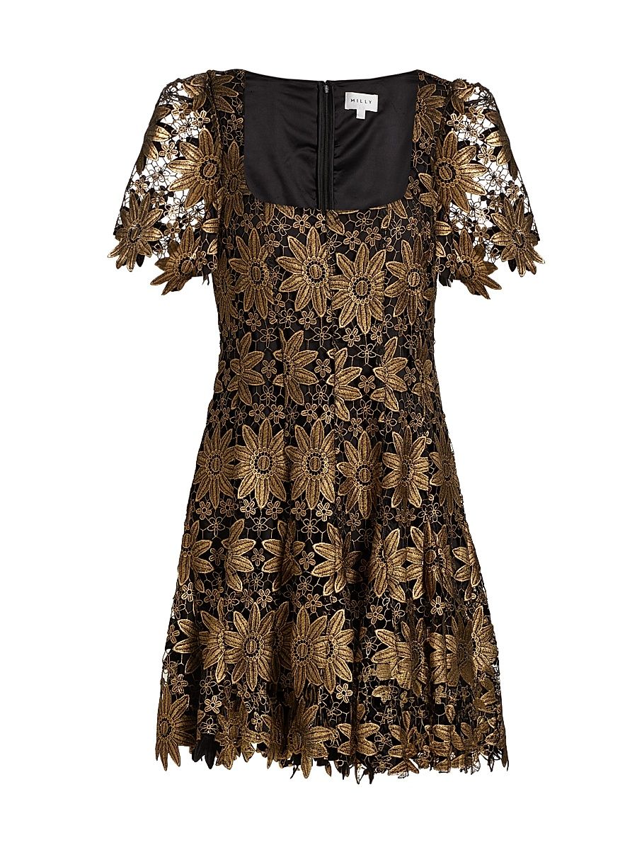 Women's Ilisa Metallic Guipure Lace Minidress - Gold - Size 4