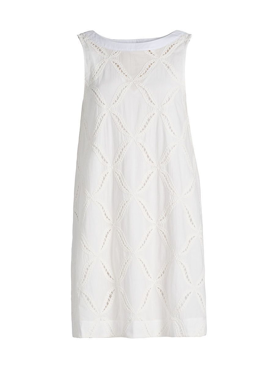 Women's Alina Cotton Eyelet Shift Minidress - White - Size 14