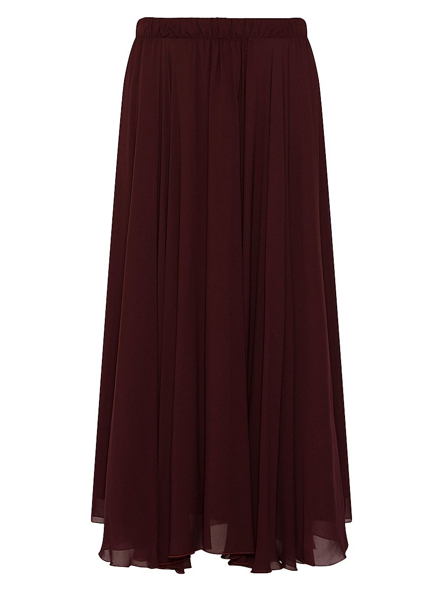Women's Long Georgette Skirt - Bordeaux - Size 14