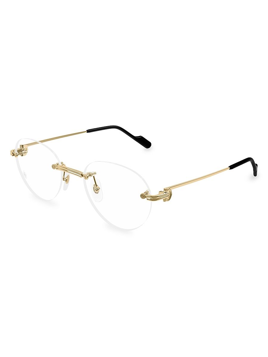 Women's Première de Cartier 55MM Round Glasses - Clear Gold