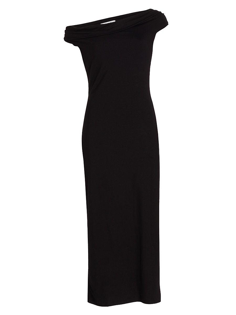 Women's Jaman Draped One-Shoulder Midi-Dress - Black - Size Small