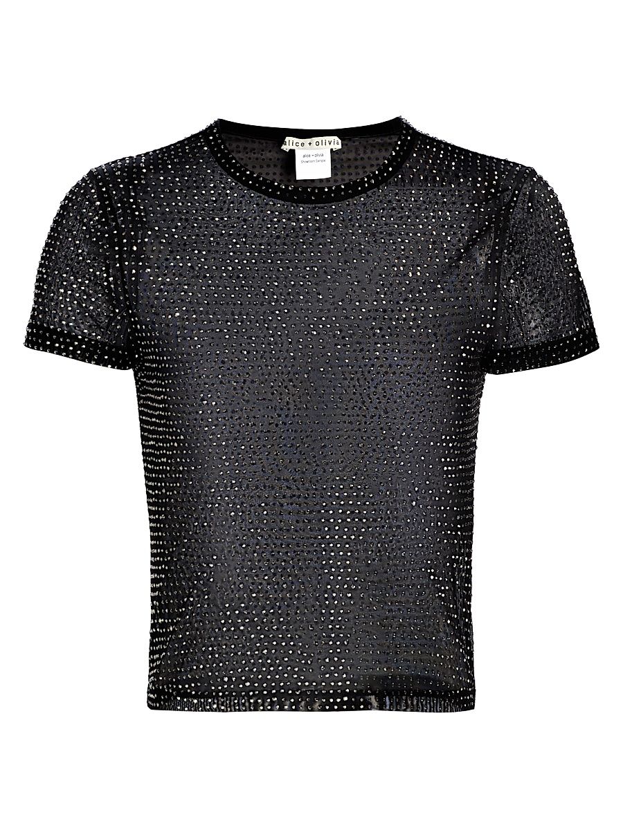 Women's Tess Crystal-Embellished T-Shirt - Black Hematite - Size XL