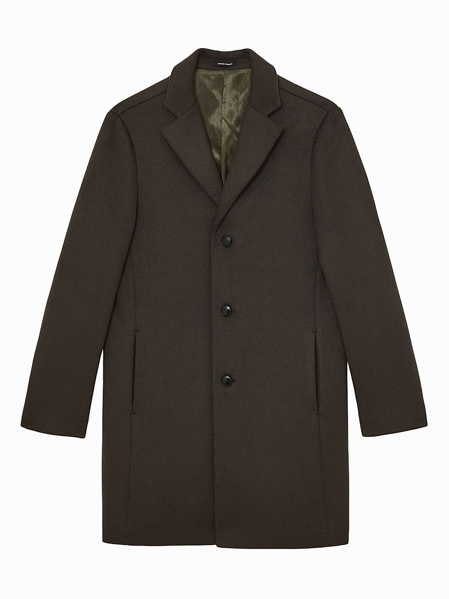 Men's Gable Wool-Blend Overcoat - Dark Khaki Green - Size XXL