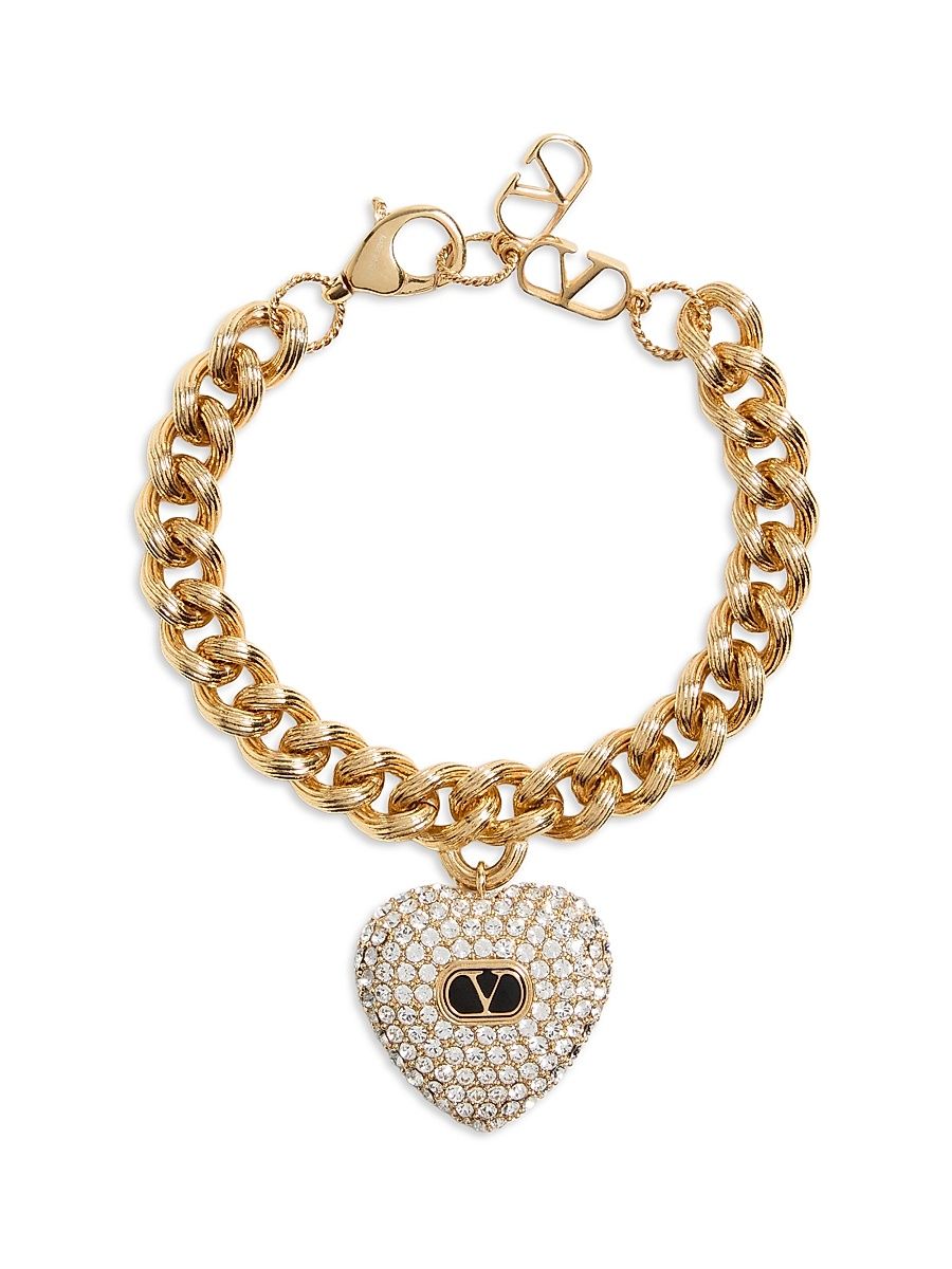 Women's Coeur Royal Metal, Enamel and Swarovski Crystal Bracelet - Gold - Size Small