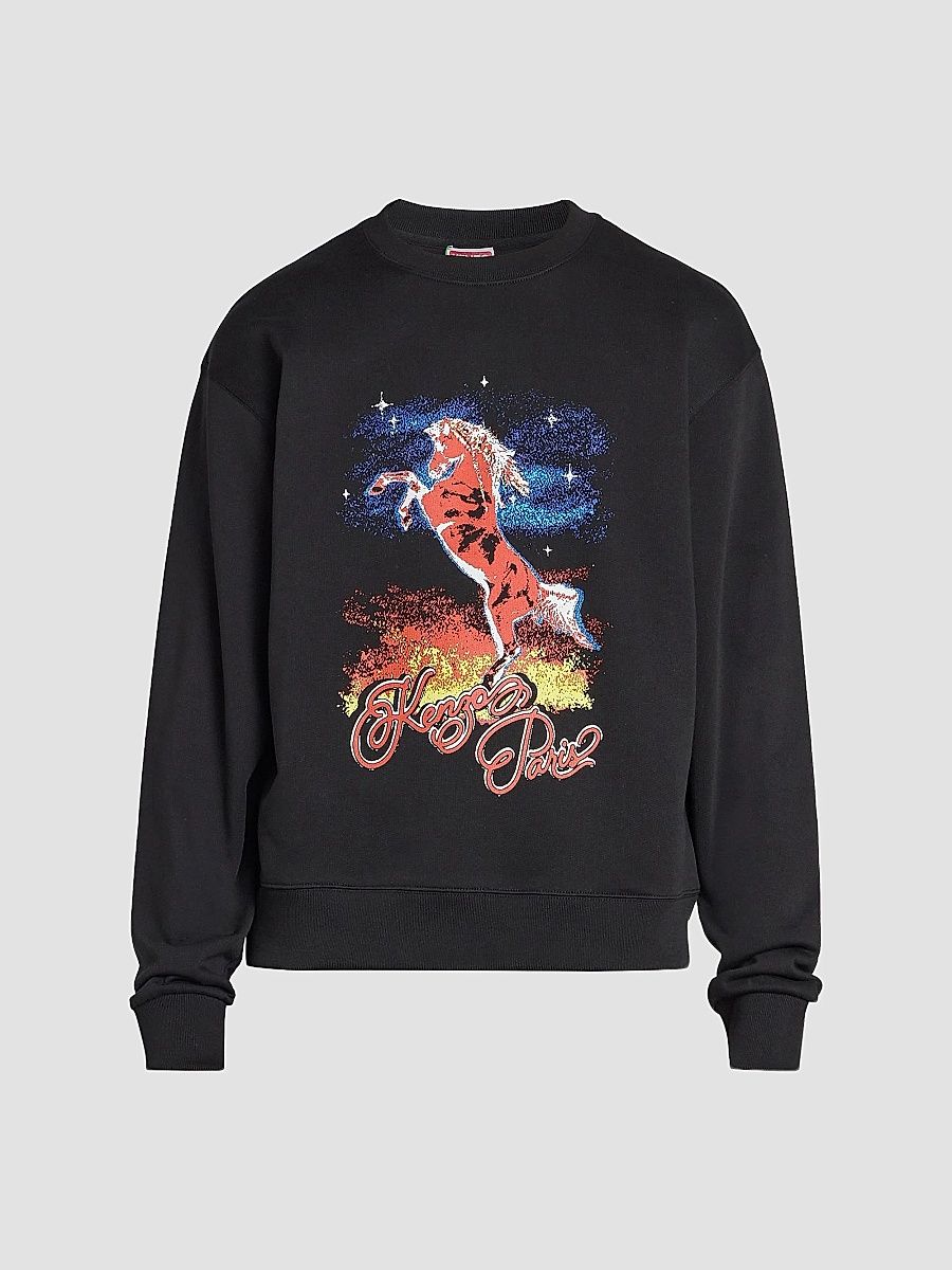 Kenzo Men's Lucky Horses Crewneck Sweatshirt - Black - Size Large