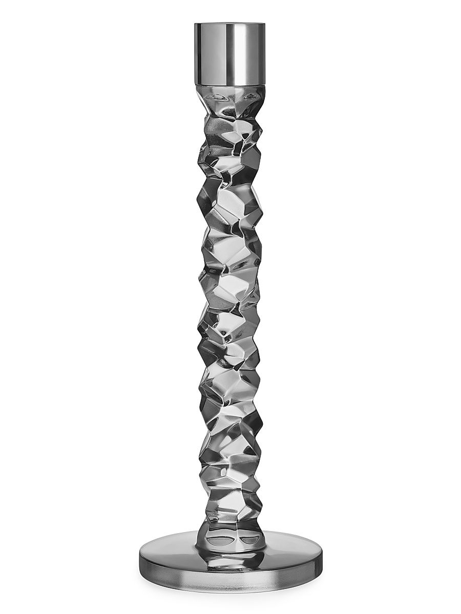 Carat Glass & Stainless Steel Candlestick - Size Large