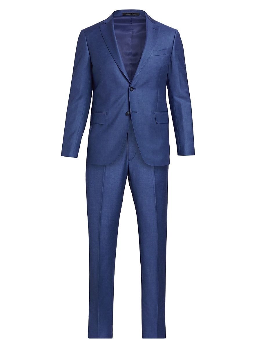 Men's COLLECTION Nested Wool Suit - Navy - Size 46