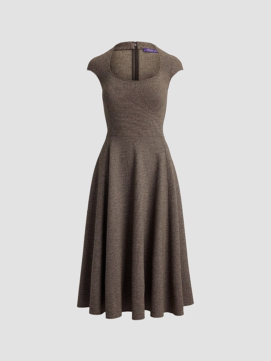 Women's Maisey Broken-Twill Jersey Day Dress - Porcini Honey Multi - Size 8