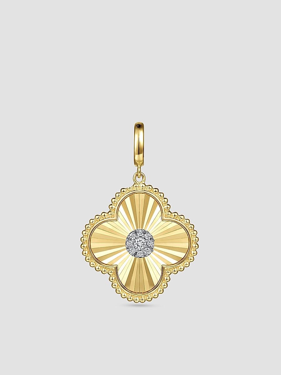 Gabriel & Co Women's Bujukan Clover Medallion 14K Yellow Gold & 0.15 TCW Diamond Pendant - Yellow Gold
