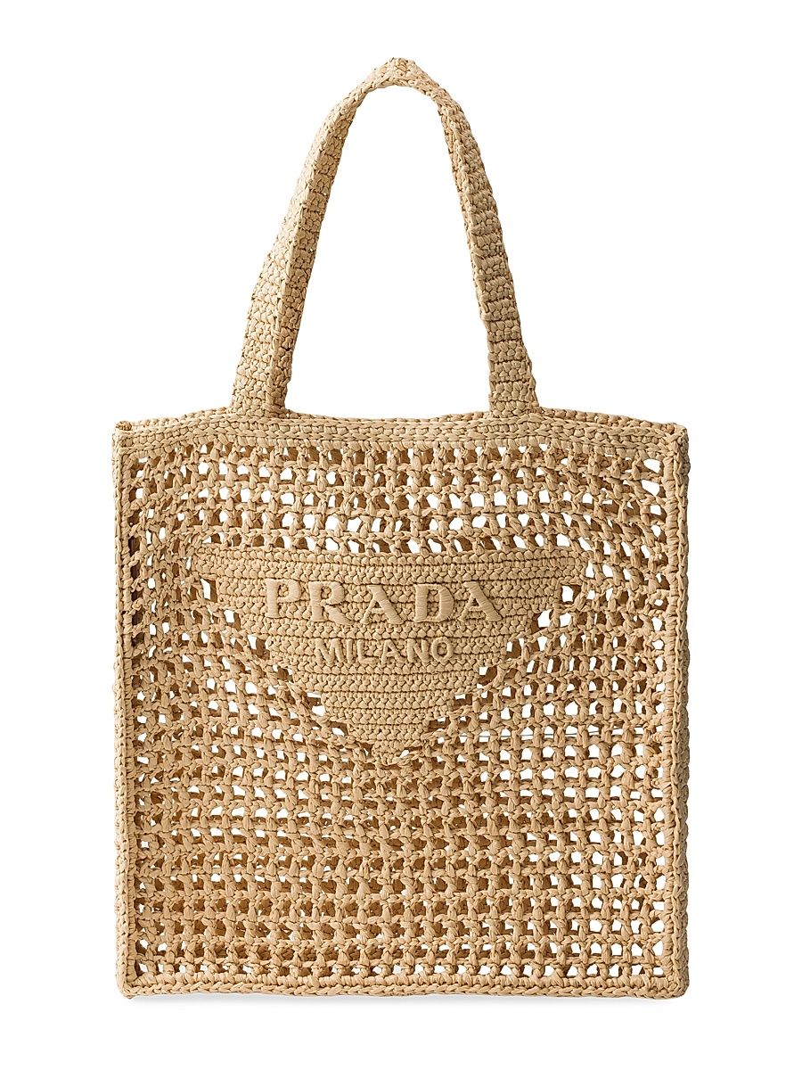 Women's Crochet Tote Bag - Beige Khaki