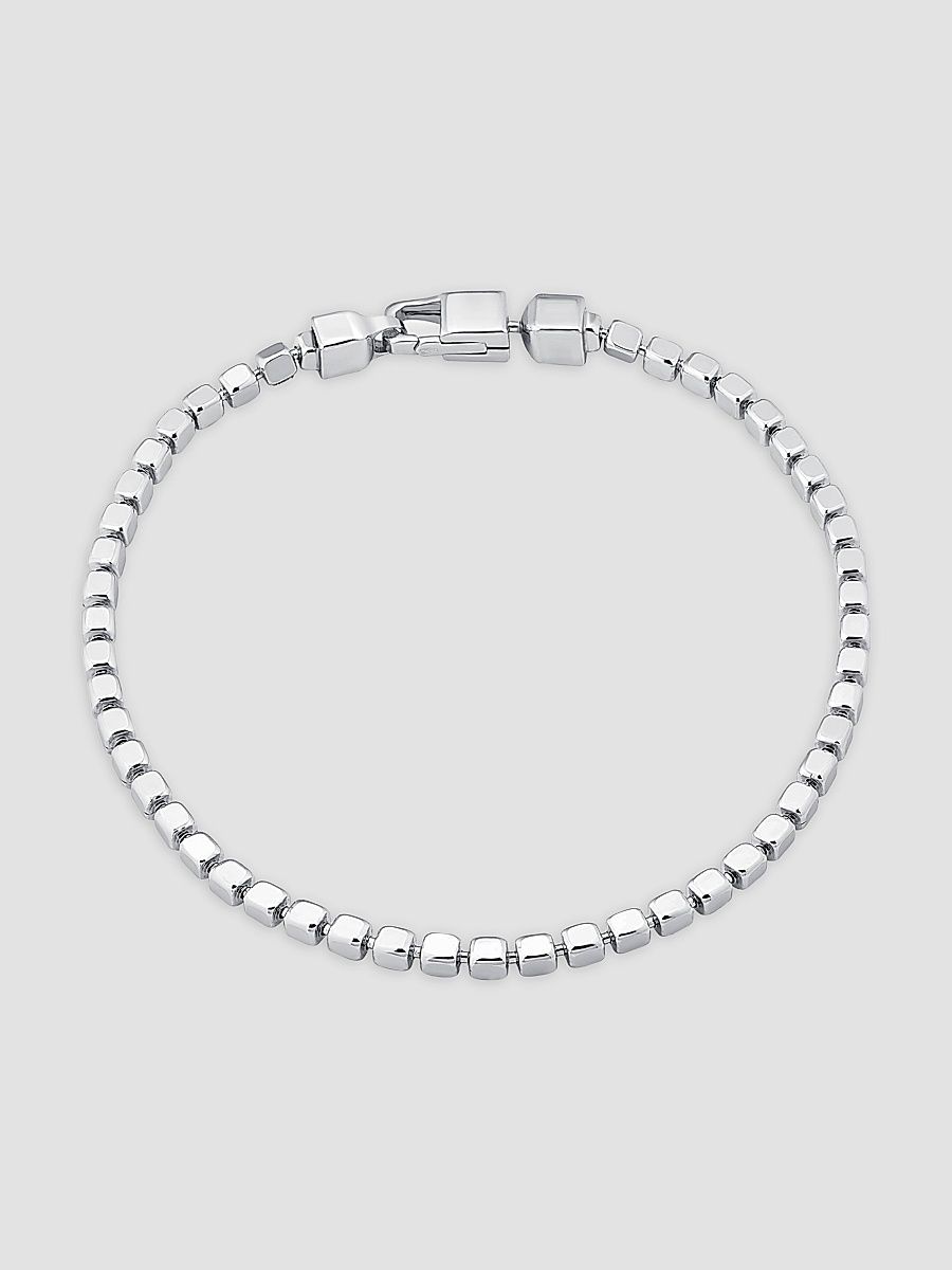 Men's Cube Link Bracelet in Sterling Silver - Silver