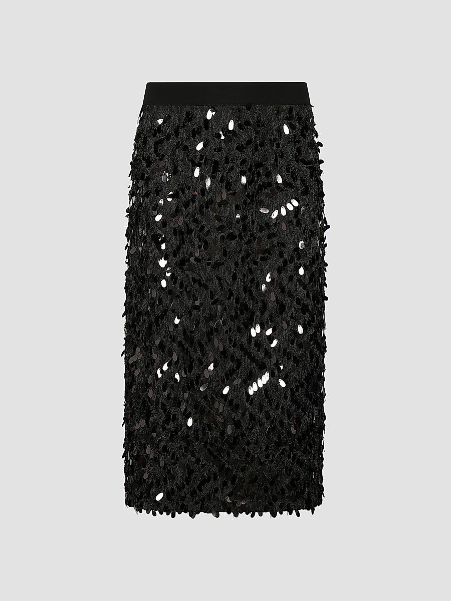 Women's Sequinned Fil Coupé Skirt - Black - Size 0