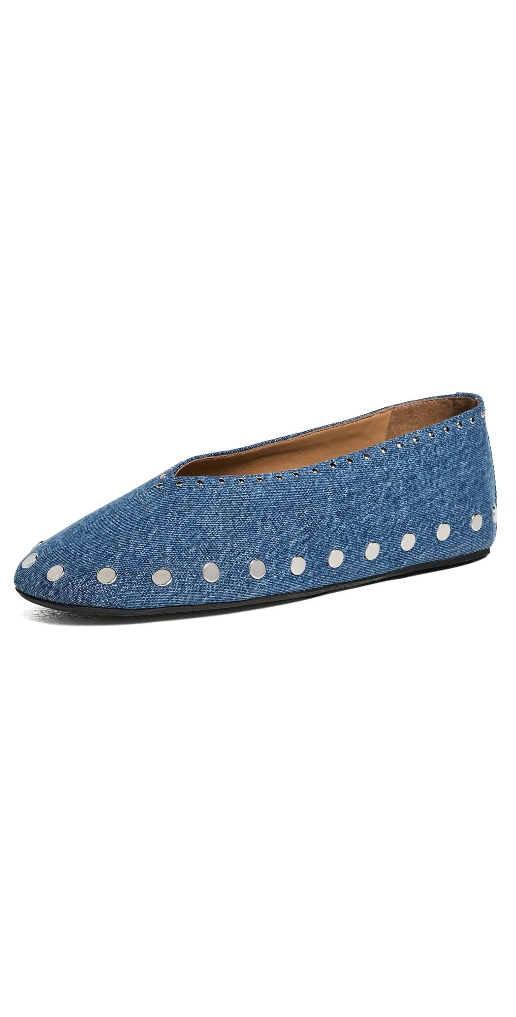 GANNI Jenny Ballerina Denim Flats Mid Blue Stone 39