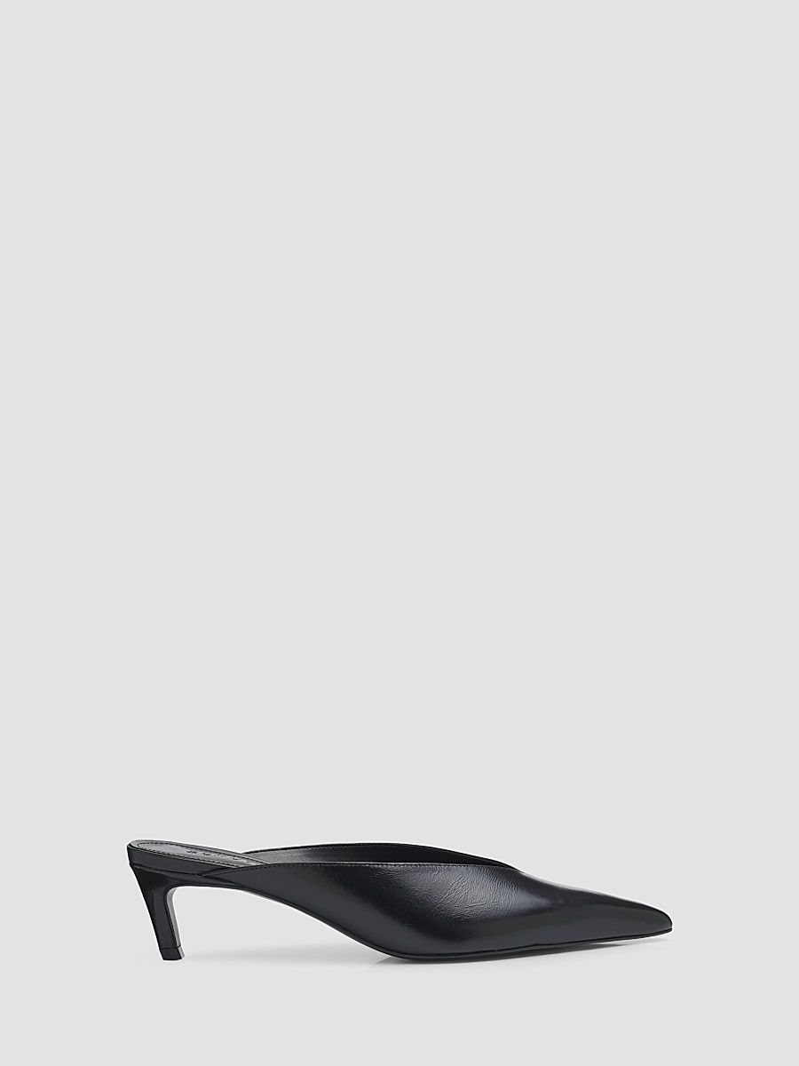 Women's Loren Mid 90MM Leather Stiletto Mules - Black - Size 11