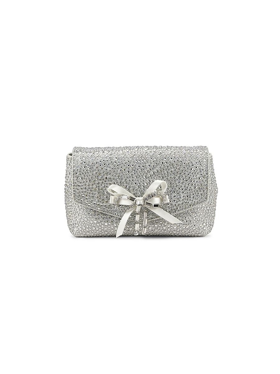 Women's Mini Crystal-Embellished Crossbody Bag - Ivory Silver