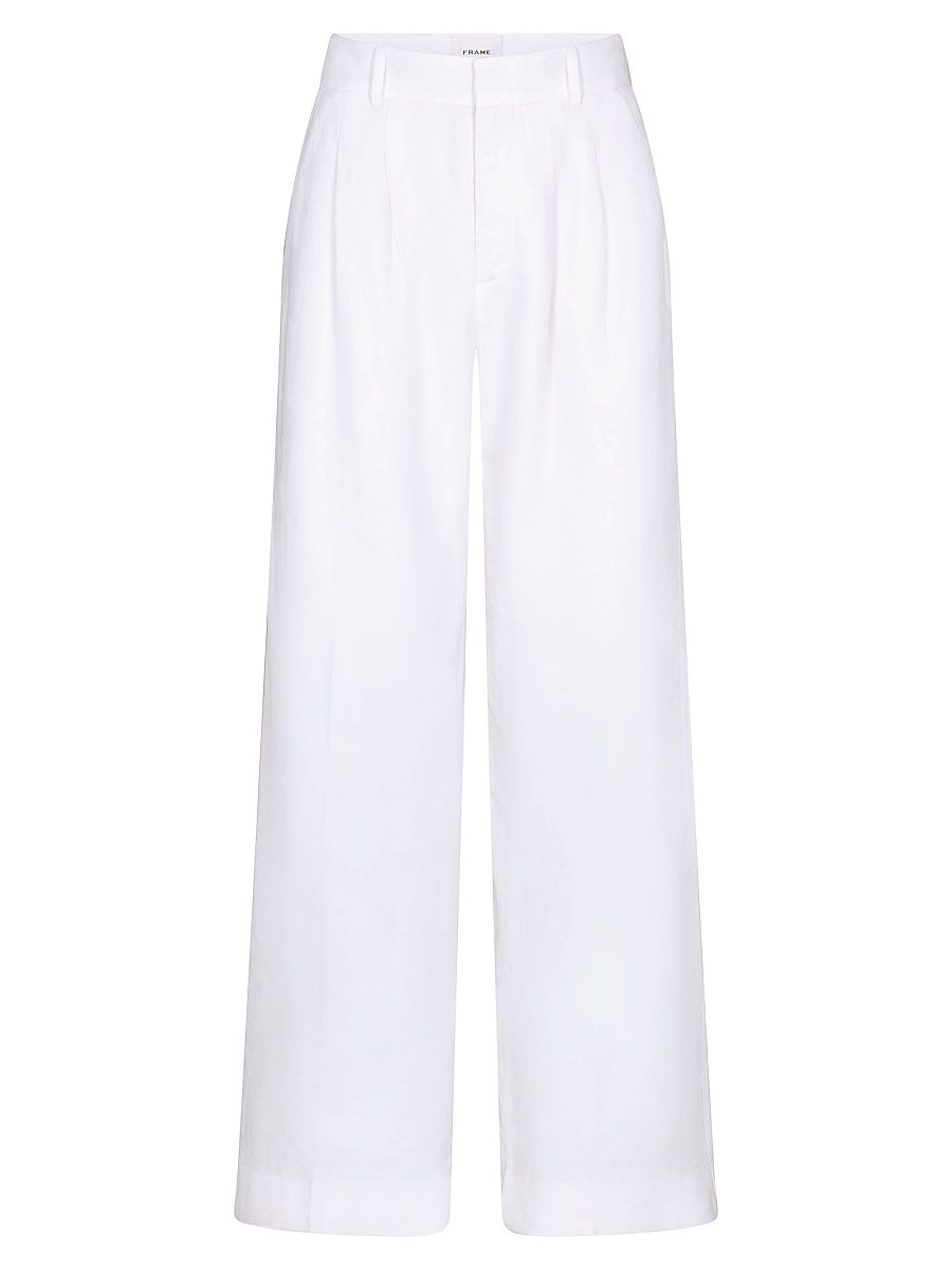 Women's The Linen-Blend Trousers - White - Size 12