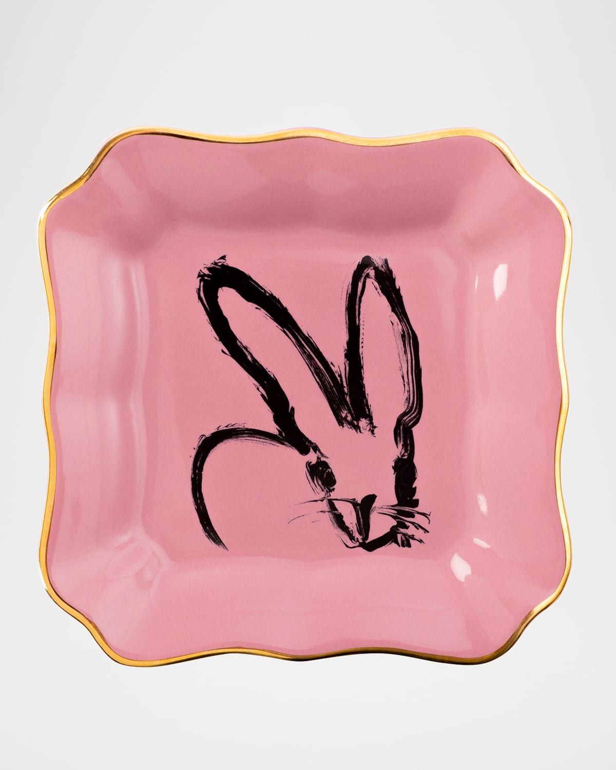 Portrait Plate with Gold Rim - Pink