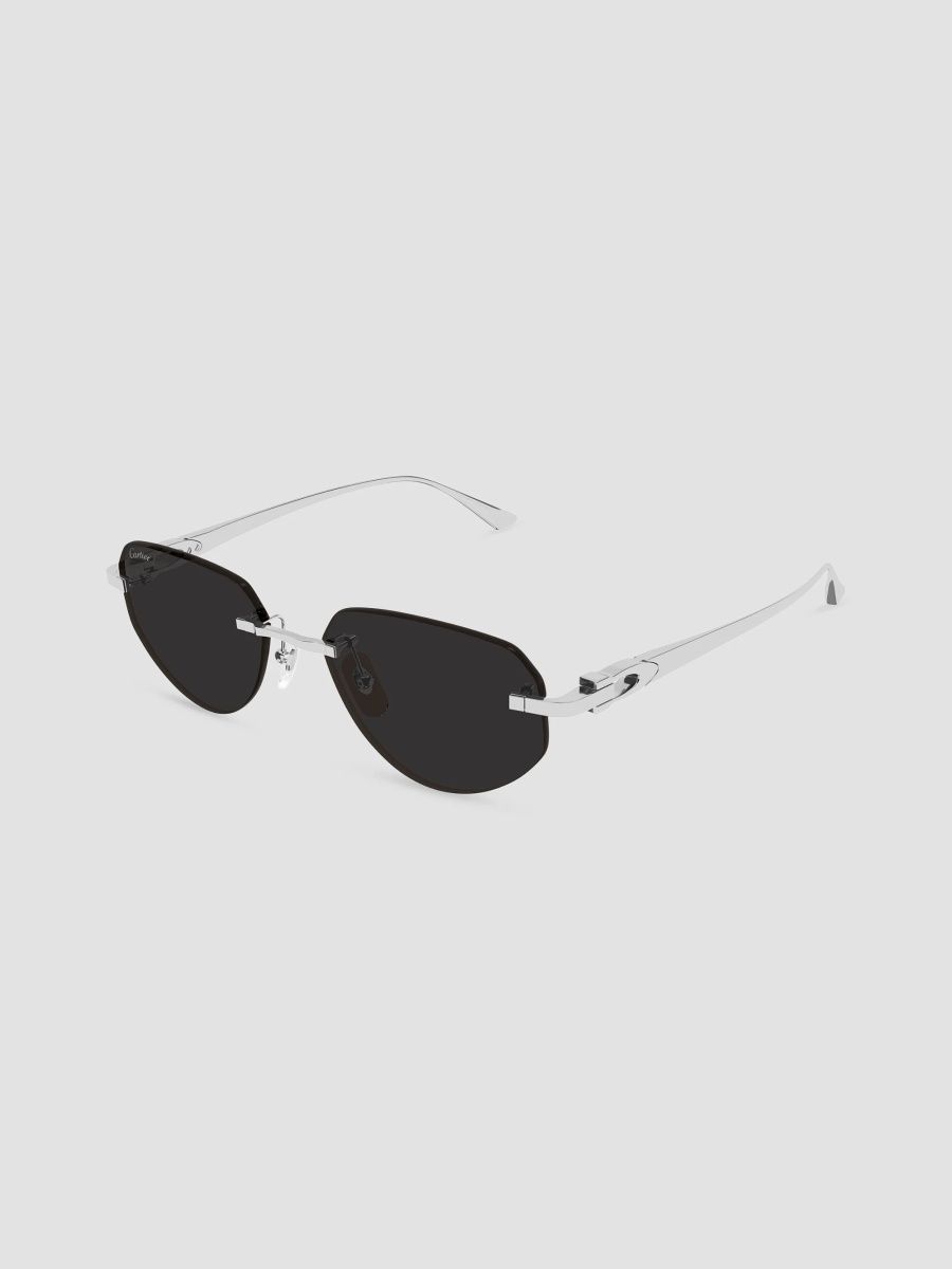 Cartier Men's Motifs de Cartier 54MM Platinum-Plated Geometric Sunglasses - Silver