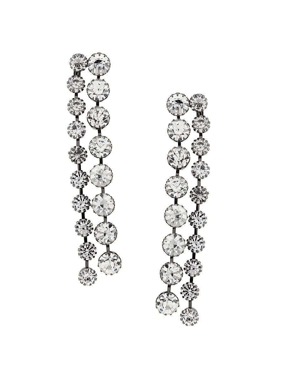 Women's Gunmetal-Tone & Crystal Two-Row Drop Earrings - Gunmetal