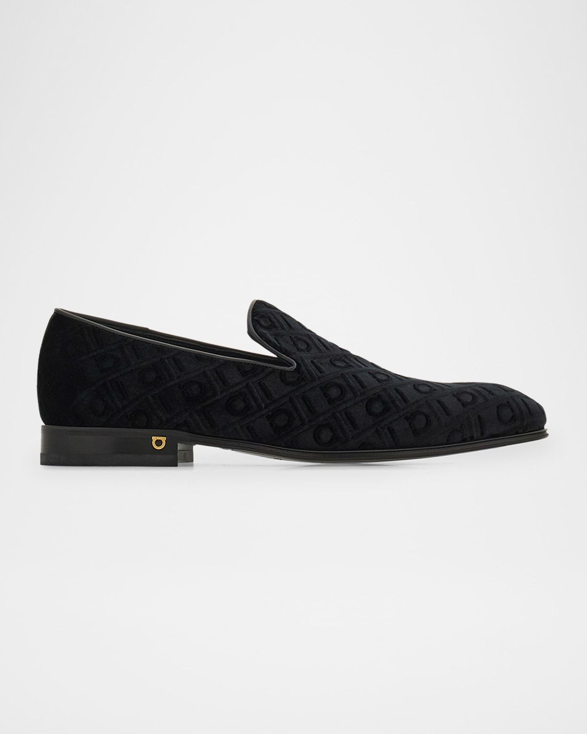 Men & apos;s Berry Monogram Velvet Loafers