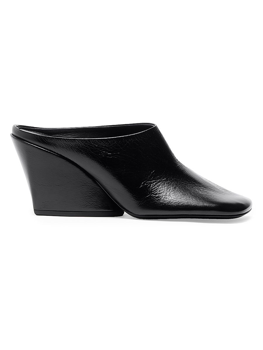 Women's Slant 70MM Leather Mules - Black - Size 12
