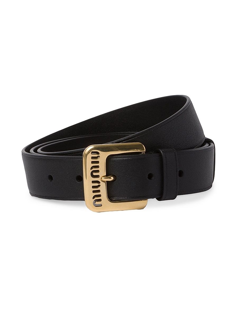 Women's Nappa Leather Belt - Black - Size 34