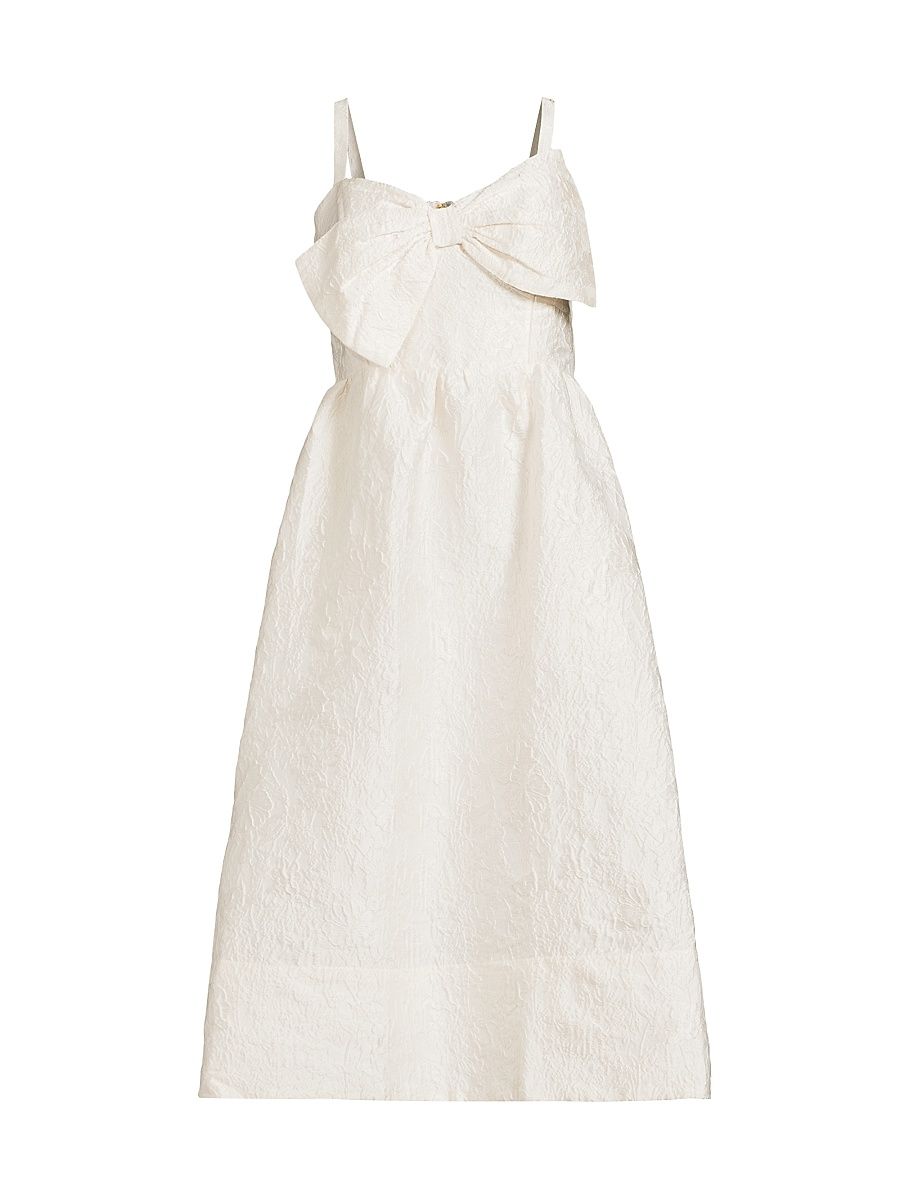 Women's Ellara Jacquard Bow Midi-Dress - Coconut Leaf - Size 14