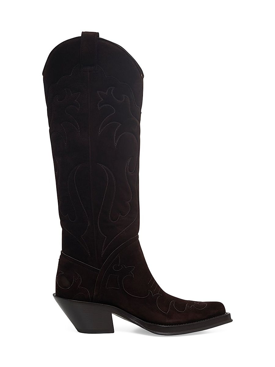 Women's Capitana 70MM Suede Cowboy Boots - Dark Chocolate - Size 11