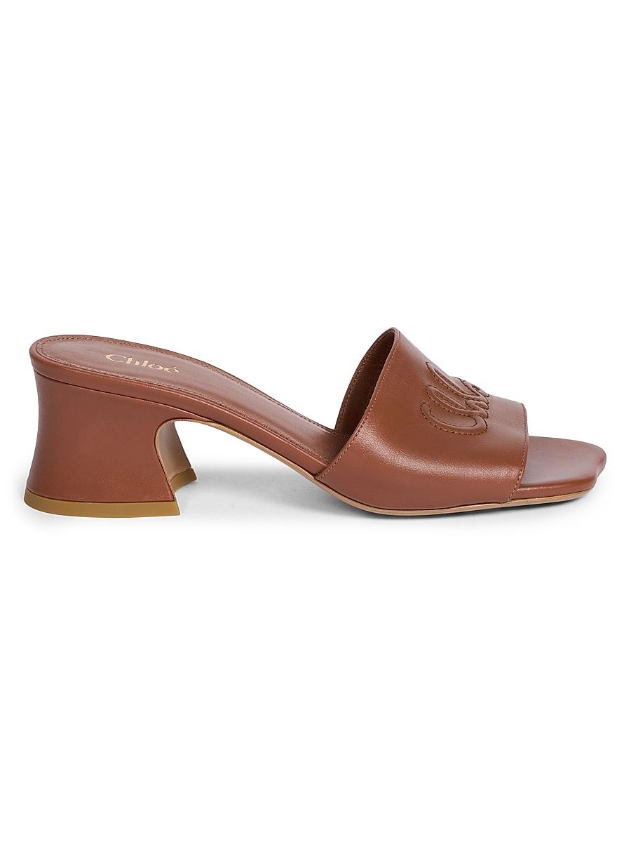 Women's Soleil Leather 55MM Heeled Mules - Ginger Brown - Size 11