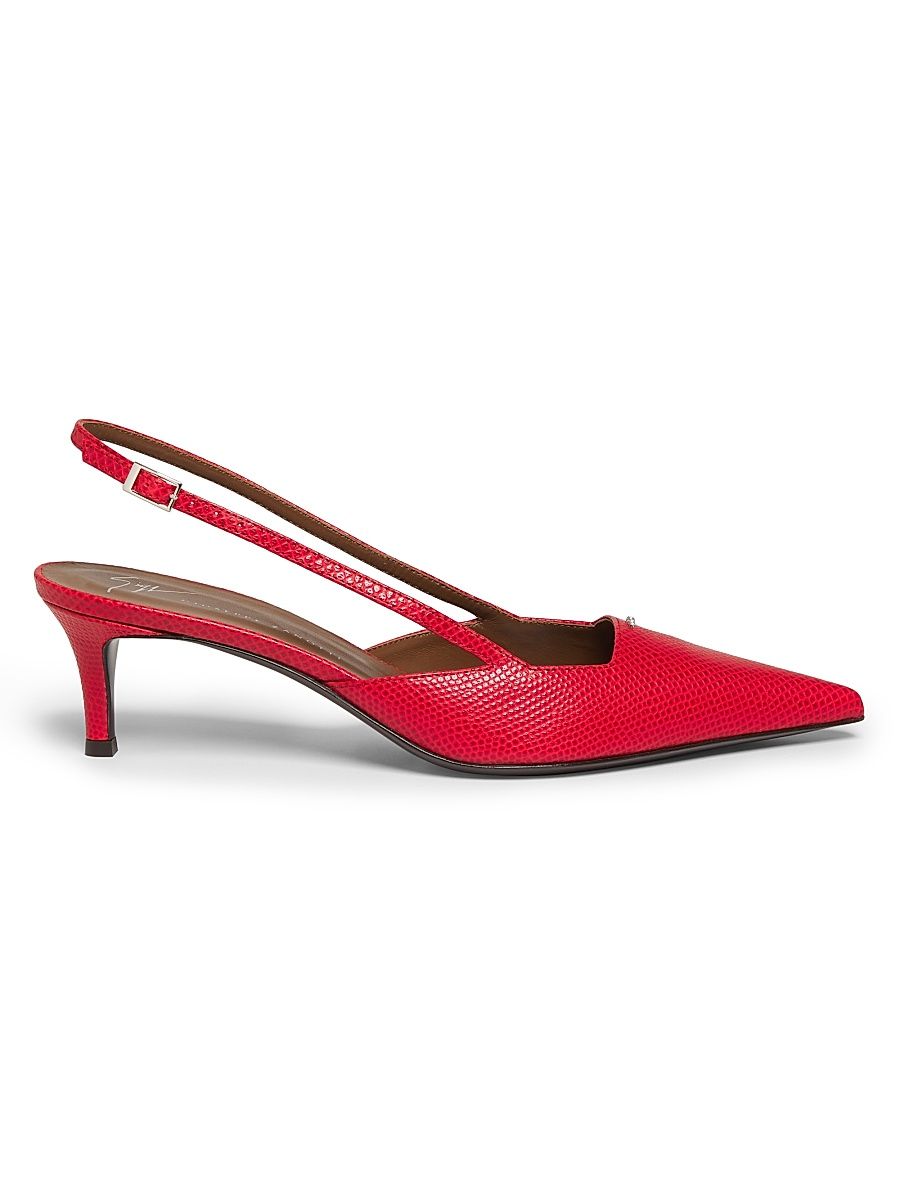 Women's 50MM Lizard-Embossed Leather Kitten-Heel Pumps - Rossetto - Size 12