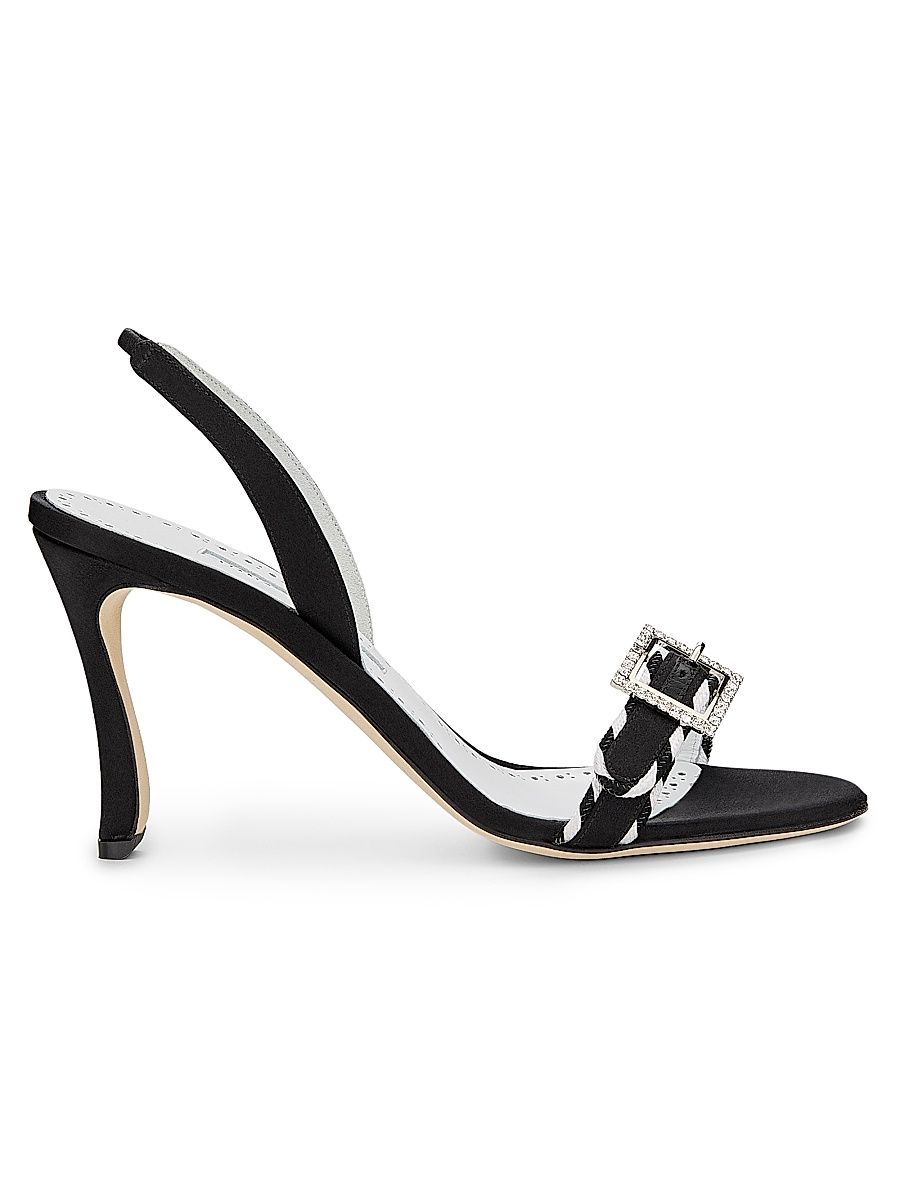 Women's Sumbasan Embellished Buckle Slingback Sandals - Black - Size 10