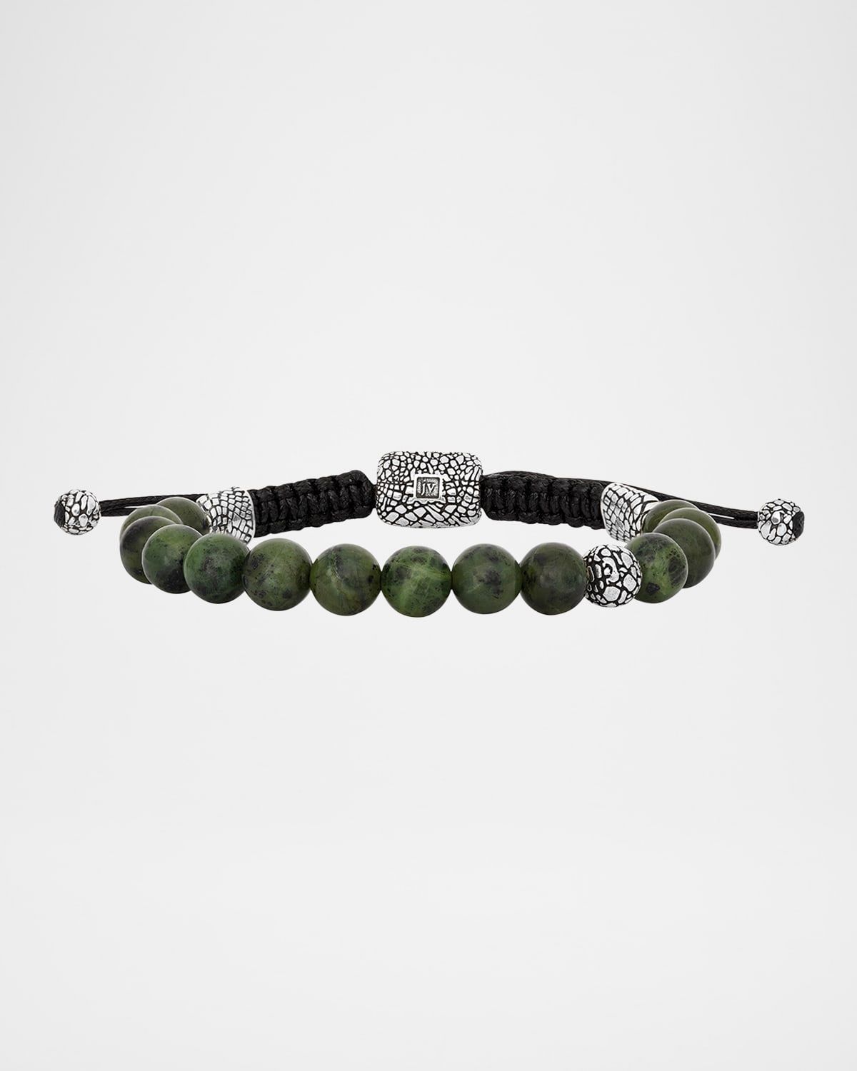 Men & apos;s Snakeskin Sterling Silver Jade Beaded Bracelet